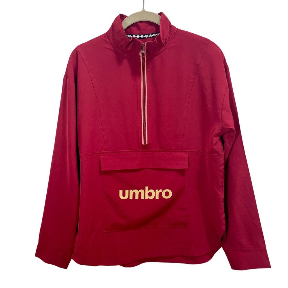 Umbro Cranberry Red Half Zip Pullover Jacket Kids Size XL Lightweight Activewear